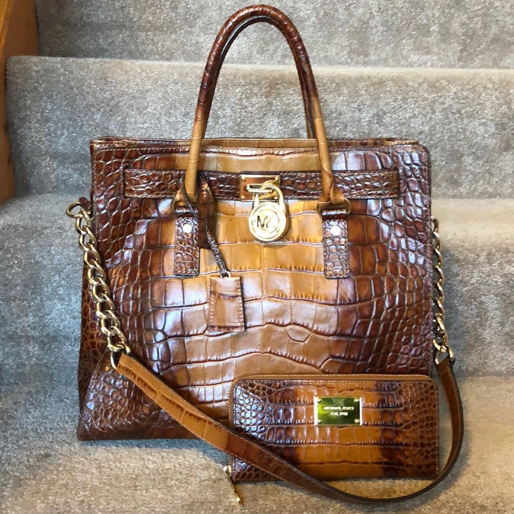 Michael Kors Crocodile Hamilton Bag & Wallet